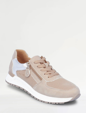 Dr Keller Nubuck Look Trainer With Side Zip And Lace Up BEIGE