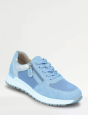 Dr Keller Nubuck Look Trainer With Side Zip And Lace Up Beige