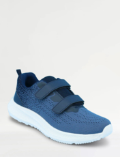 Wide EE Fit  Touch Fasten Mesh Fabric Trainer Blue