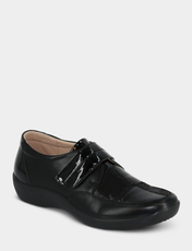 Touch Fasten EE Fit Patchwork Effect Shoe Black