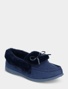 Dr Keller E Fit Faux Suede Moccasin Slipper Dusky Pink