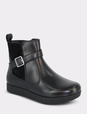 EE Fit Leather Buckle Trim Boot Black