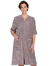 Zip Through Three Quarter Sleeve Dressing Gown Lilac