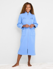 Knitted Zip Embroidered Dressing Gown Dusky Lavender