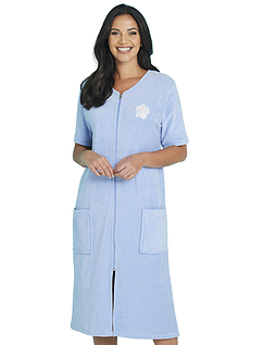 Terry Towelling Dressing Gown Blue