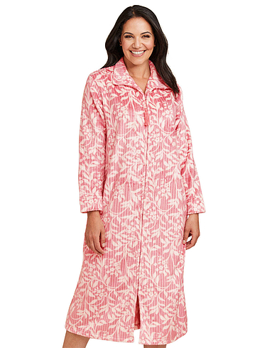 Supersoft Printed Zip Dressing Gown - Pink