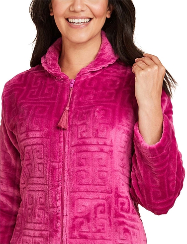 Supersoft Embossed Zip Dressing Gown