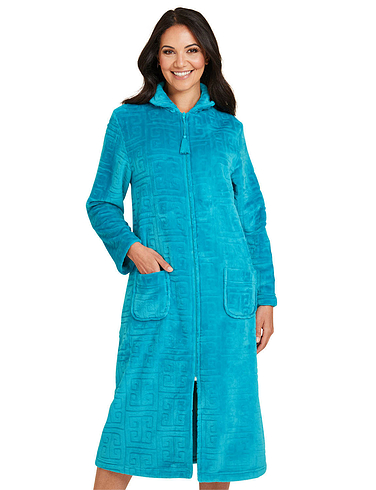 Supersoft Embossed Zip Dressing Gown