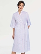 Swirl Leaf Print Wrap Robe Blue