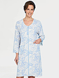 Zip Through Print Waffle Robe Blue