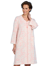 Zip Through Print Waffle Robe Blue