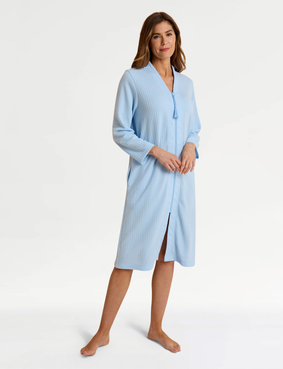 Marlon Waffle Zip Through Dressing Gown Blue