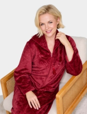 Supersoft Embossed Zip Dressing Gown Navy