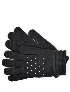Ladies Gloves With Diamantes Black
