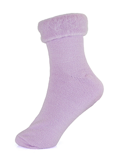 Ladies Brushed Fabric Bedsocks - Lilac