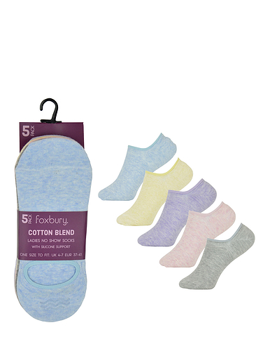 Five Pack Invisible Cotton Rich Socks - Pastel