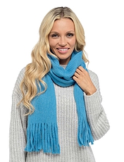 Plain Scarf With Tassles Blue