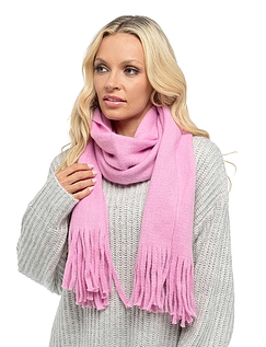 Plain Scarf With Tassles - Pink