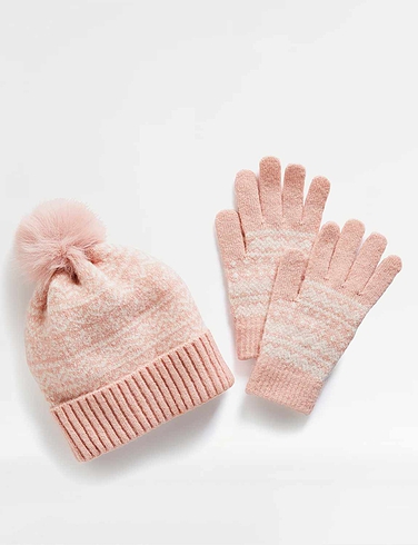 Knitted Hat and Glove Set