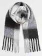 Soft Boucle Woven Check Scarf Black & White