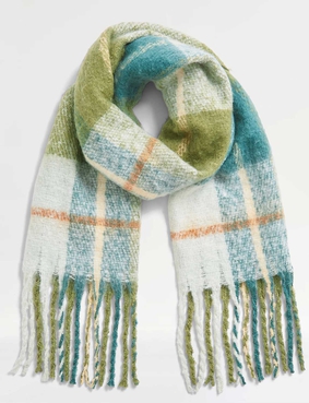Soft Boucle Woven Check Scarf Black & White