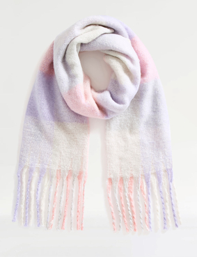Soft Boucle Woven Check Scarf Black & White