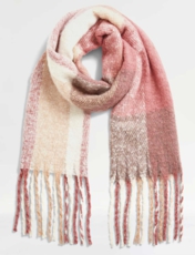 Soft Boucle Woven Check Scarf Black & White