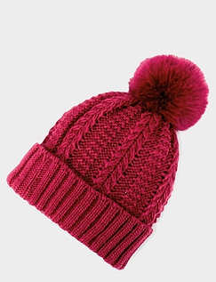 Cable Knit Hat Berry