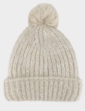 Mohair Like Cable Hat With Fleece Lining Beige