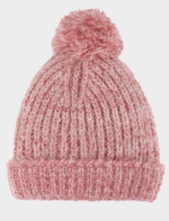 Mohair Like Cable Hat With Fleece Lining - Pink