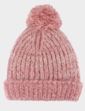 Mohair Like Cable Hat With Fleece Lining Beige
