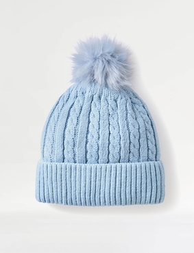 Fleece Lined Cable Knit Bobble Hat Ber