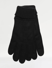 Faux Suede Gloves with Sherpa Lining and Touch Screen Fingertips Black