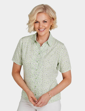 Pintuck Printed Blouse Pink