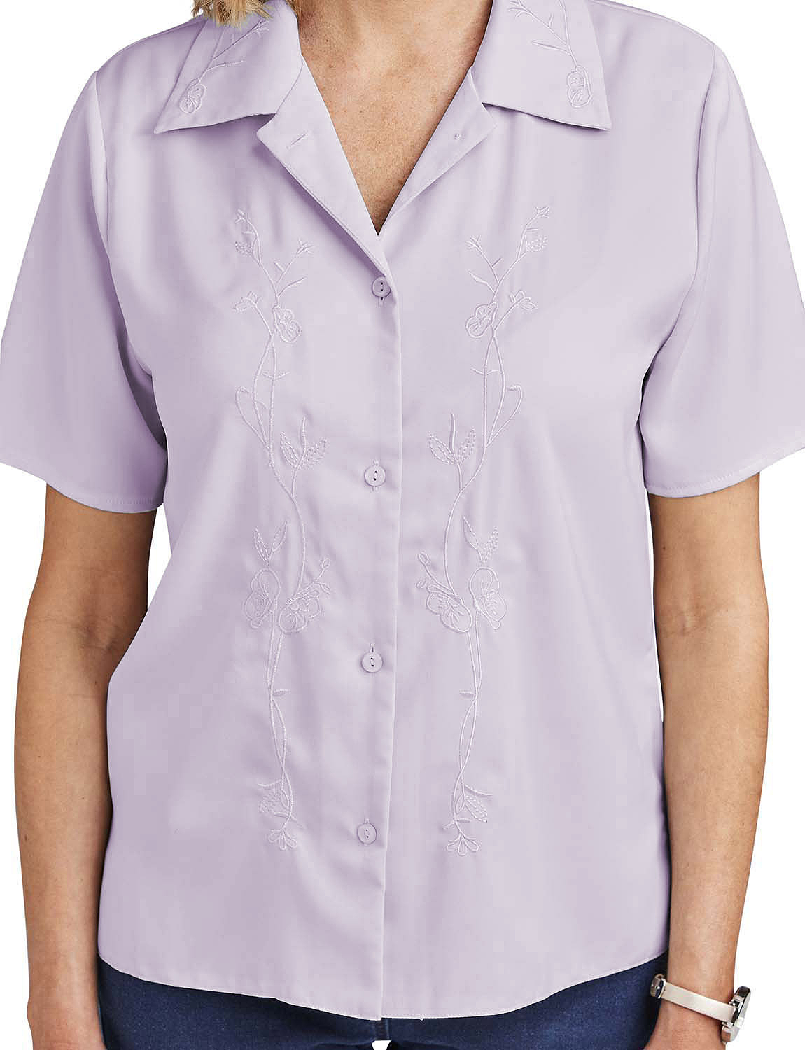 Short Sleeve Embroidered Blouse Chums