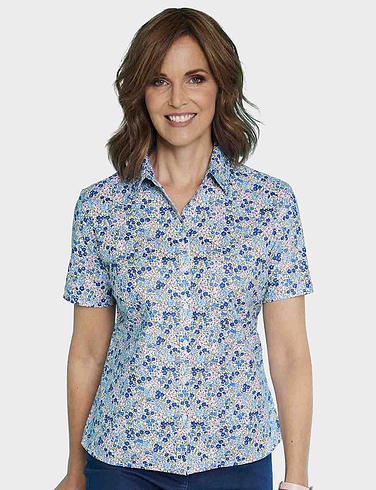 Short Sleeved Cotton Print Blouse