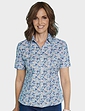 Short Sleeved Cotton Print Blouse Cobalt