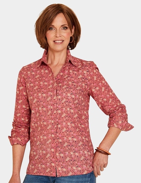 Long Sleeve Cotton Shirt Blue Print