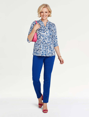 Jersey Pintuck Print Shirt BLUE