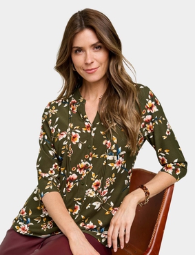 Jersey Pintuck Print Shirt Blue