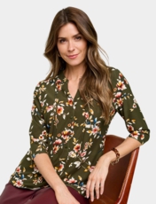 Jersey Pintuck Print Shirt Blue