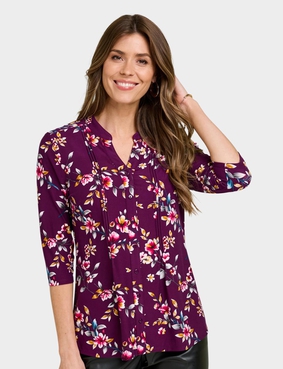 Jersey Pintuck Print Shirt Blue