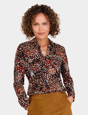 Jersey Print Collared Shirt Rust