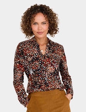 Jersey Print Collared Shirt Rust
