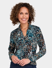 Jersey Print Collared Shirt Rust