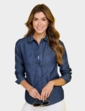 Frill Edge Collar Denim Shirt Denim