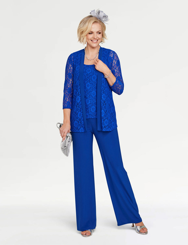 3 Piece Lace Trim Trouser Set | Chums