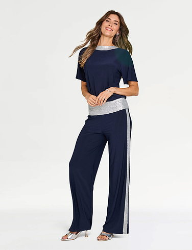 Sequin Trim 2 Piece Jersey Set