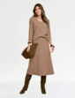 Two Piece Brushed Rib Top and Skirt Set Oatmeal