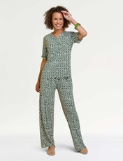2 Piece Print Jersey Top And Trouser KHAKI